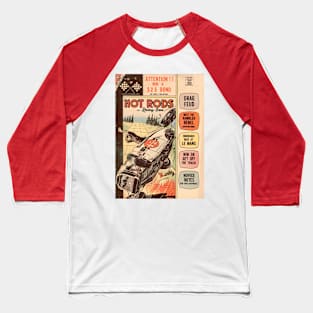 VINTAGE COMICS HOT RODS 50S RACING CARS Baseball T-Shirt